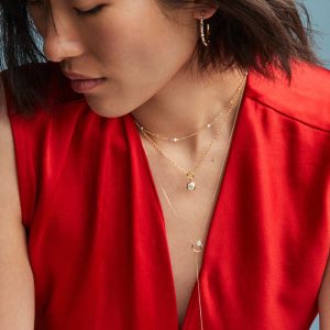 Tegan 14k Yellow Gold Y Necklace in White Diamond - alternate view