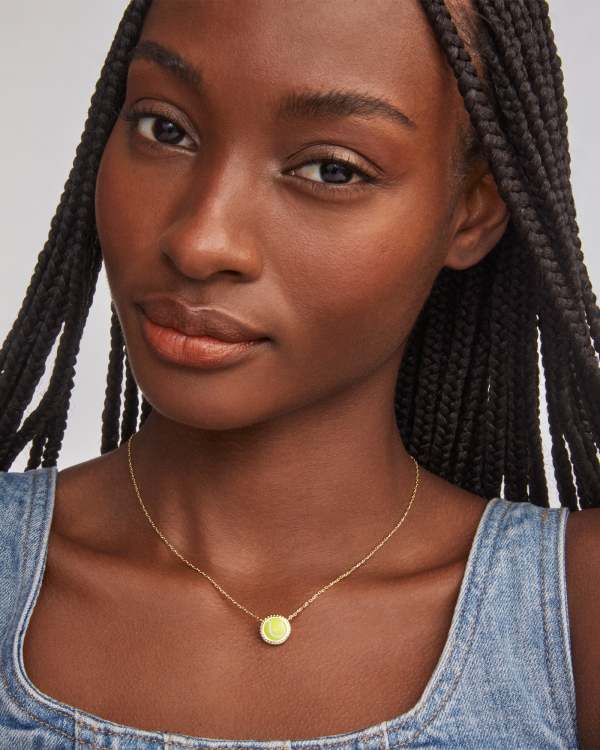 Tennis Gold Short Pendant Necklace in Chartreuse Magnesite - alternate view