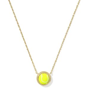 Tennis Gold Short Pendant Necklace in Chartreuse Magnesite