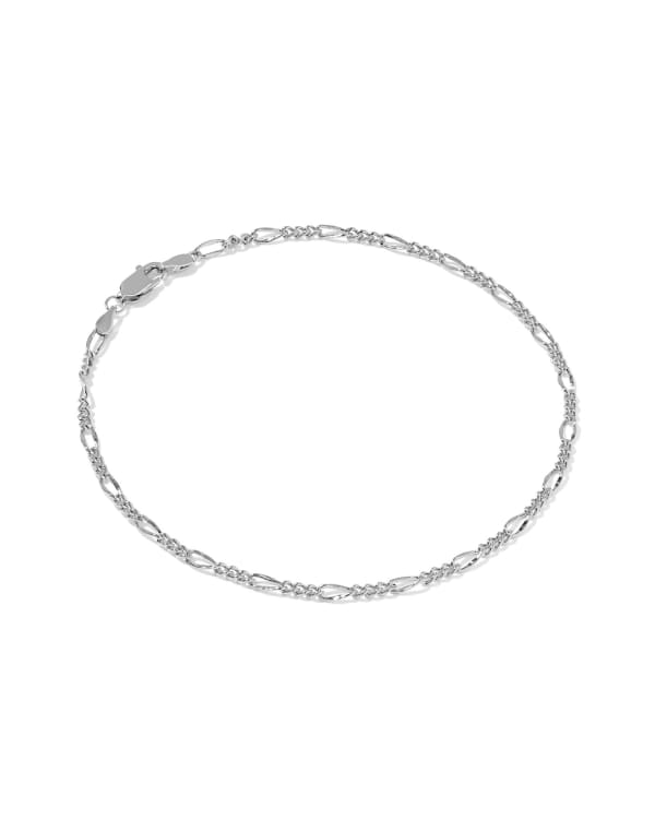 Thin Figaro Oxidized Sterling Silver Chain Bracelet