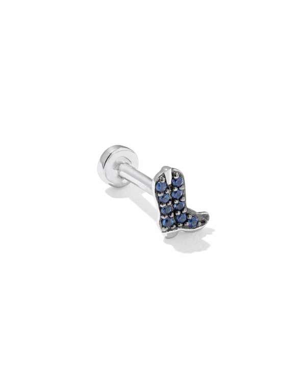 Tiny Cowboy Boot 14k White Gold Single Stud