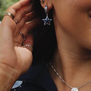 Tiny Five Point Star 14k White Gold Single Stud - view 2