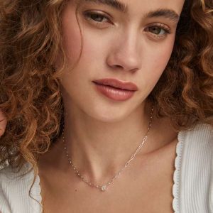 Virginia Sterling Silver Paperclip Necklace in White Topaz - alternate view