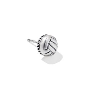 Volleyball Oxidized Sterling Silver Single Stud Earring