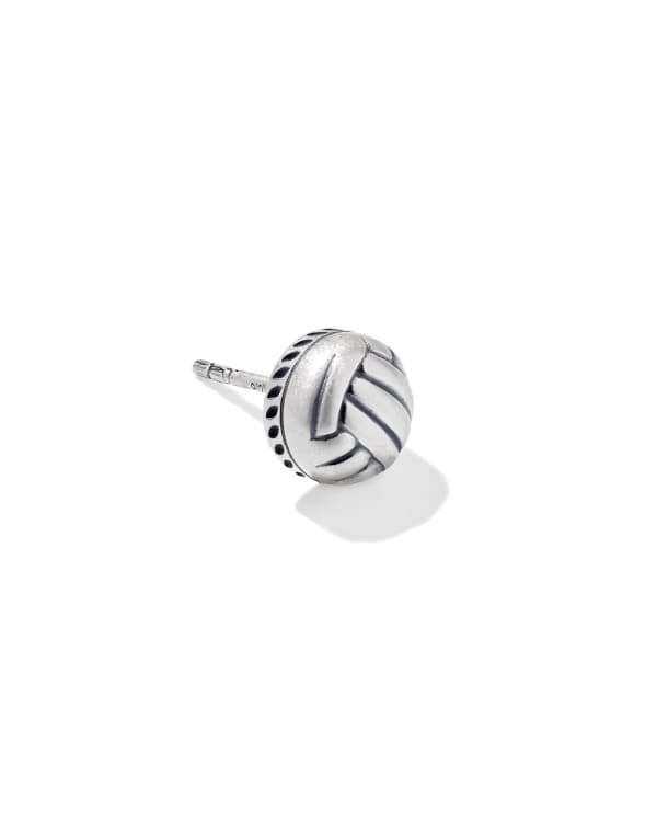 Volleyball Oxidized Sterling Silver Single Stud Earring