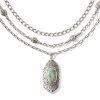 Keziah Vintage Silver Multi Strand Necklace in Sea Green Chrysocolla