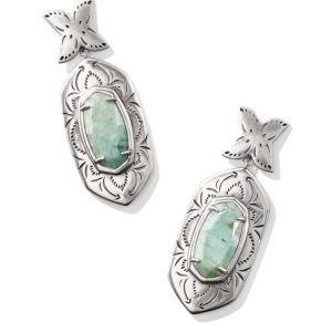 Keziah Vintage Silver Statement Earrings in Sea Green Chrysocolla