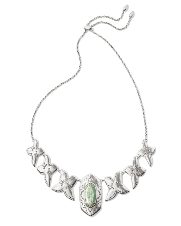 Keziah Vintage Silver Statement Necklace in Sea Green Chrysocolla