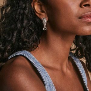 Beau Statement Earring in Vintage Silver - view 2