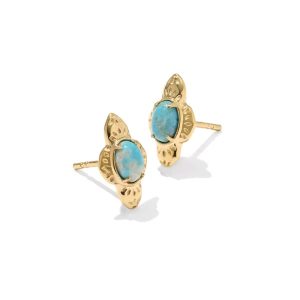 Abbie 18k Yellow Gold Vermeil Etch Frame Stud Earrings