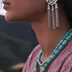 Ansel Rose Statement Earrings in Vintage Silver - view 2