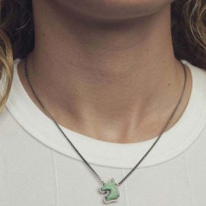 Horse Vintage Silver Short Pendant Necklace - alternate view