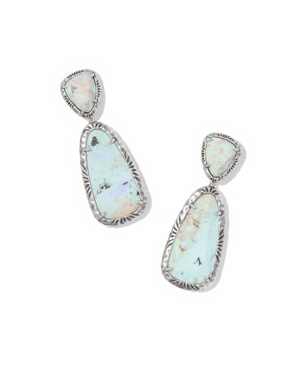 Jamie Etch Frame Vintage Silver Drop Earrings
