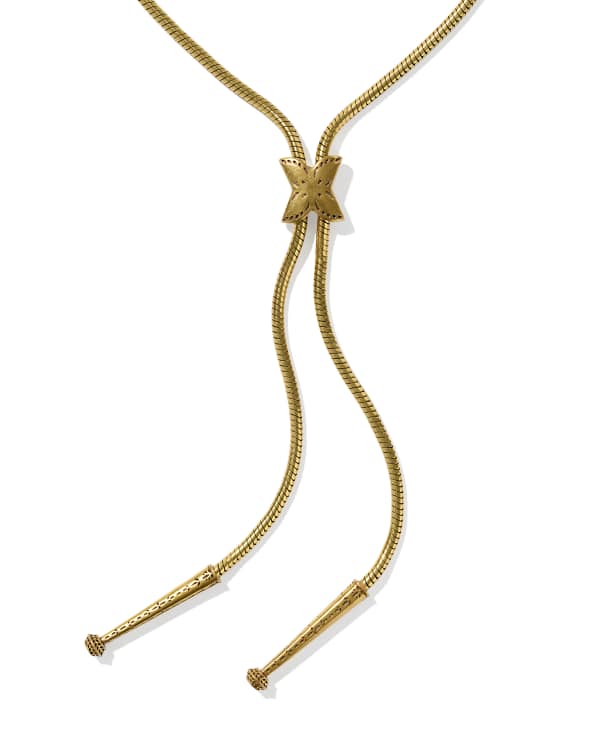Keziah Etch Vintage Gold Bolo Necklace - alternate view