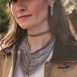 Keziah Vintage Silver Statement Bandana Necklace - alternate view