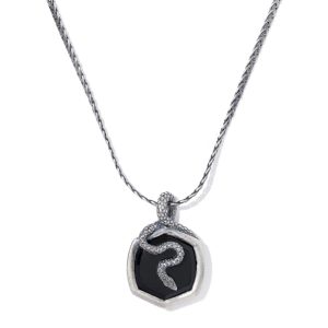 Phoenix Oxidized Sterling Silver Stone Charm Necklace