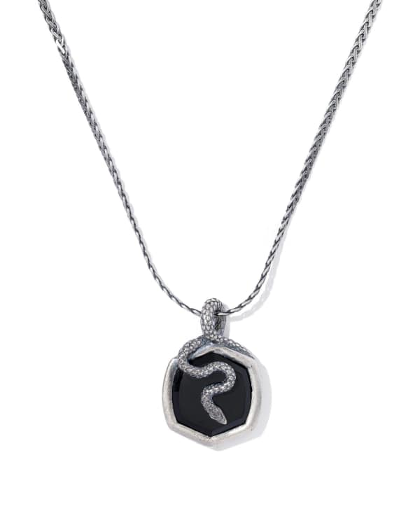 Phoenix Oxidized Sterling Silver Stone Charm Necklace