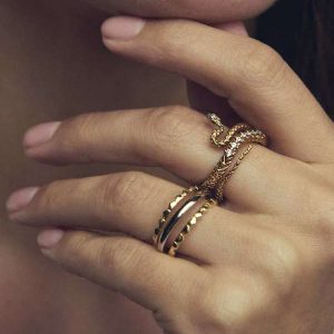 Quinn Triple Band Ring in Mixed Metal - view 2