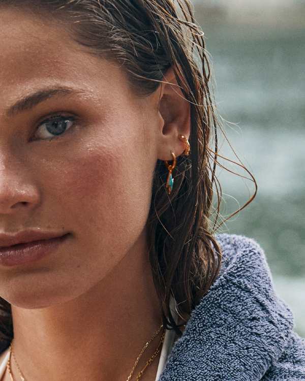 Sophee Huggie Earrings in 18k Gold Vermeil - view 2