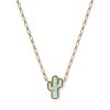 Tiny Cactus Vintage Gold Short Pendant Necklace