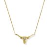 Diamond Accent 14k Yellow Gold Longhorn Necklace in White Diamond