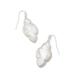 Abbie Silver Drop Earrings in Ivory Mother-of-Pearl
