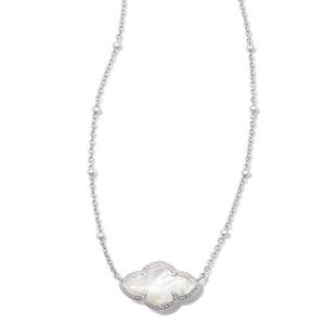 Abbie Silver Pendant Necklace in Ivory Mother-of-Pearl