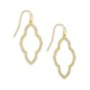 Abbie Gold Small Open Frame Earrings in White Crystal