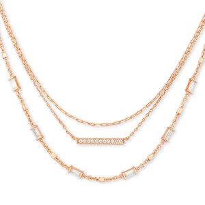 Addison Triple Strand Necklace in Rose Gold