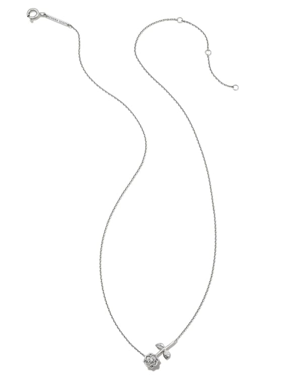Ansel Rose 14k White Gold Pendant Necklace in White Diamond - view 2