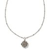 Ansel Rose Short Pendant Necklace in Vintage Silver
