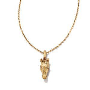 Beau Horse Pendant Necklace in Vintage Gold