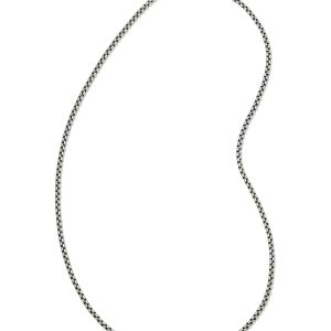 Beck 20" Thin Round Box Chain Necklace in Oxidized Sterling Silver