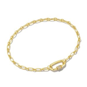 Bristol 18k Gold Vermeil Chain Bracelet in White Sapphire