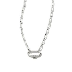 Bristol Sterling Silver Link Necklace in White Sapphire