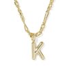Bubble Letter K Gold Short Pendant Necklace