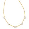 Cailin Gold Crystal Strand Necklace in White CZ