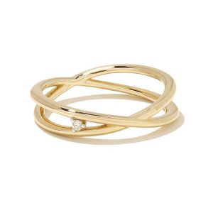 Caroline 14k Yellow Gold Band Ring in White Diamond