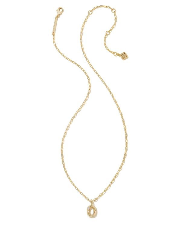 Crystal Letter O Gold Short Pendant Necklace in White Crystal - alternate view