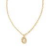 Crystal Letter O Gold Short Pendant Necklace in White Crystal