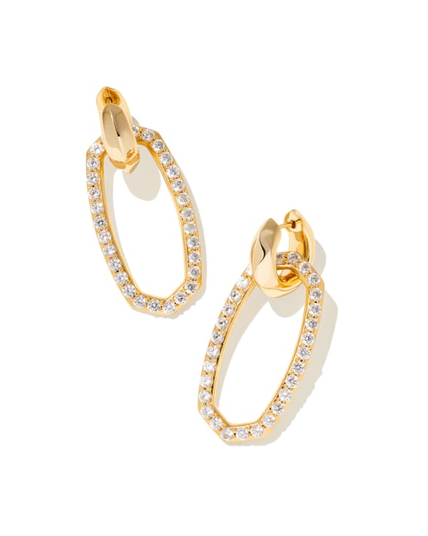 Danielle Gold Convertible Link Earrings in White CZ