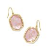 Daphne Gold Drop Earrings in Light Pink Iridescent Abalone