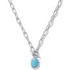Daphne Convertible Silver Link and Chain Necklace in Variegated Turquoise Magnesite