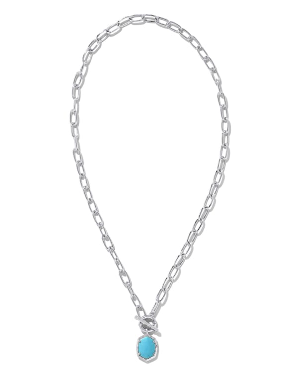 Daphne Convertible Silver Link and Chain Necklace in Variegated Turquoise Magnesite - alternate view