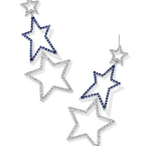 Darcy Silver Statement Earrings in Blue Mix