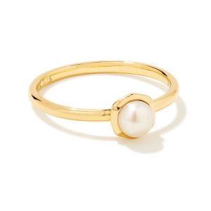 Davie Pearl 18k Gold Vermeil Band Ring in Freshwater Cultured Pearl