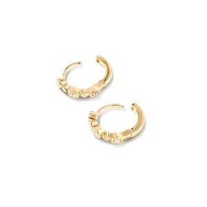 Davie 18k Gold Vermeil Trio Huggie Earrings in White Sapphire - view 2