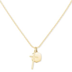 Davis Cross Charm Necklace in 18k Yellow Gold Vermeil