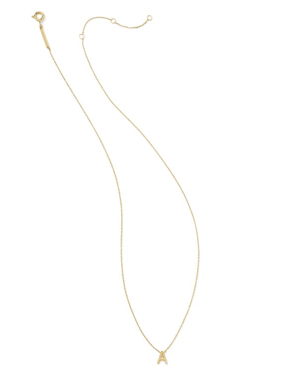 Diamond Accent Letter A 14k Yellow Gold Pendant Necklace in White Diamond - alternate view
