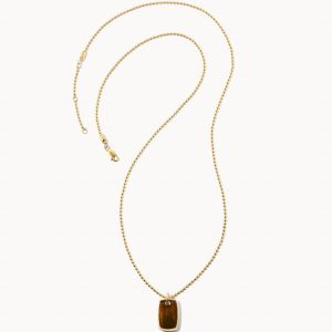 Dog Tag 18k Gold Vermeil Charm Necklace in Golden Obsidian - alternate view